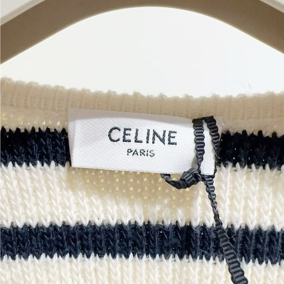 🚩steal Authentic Celine Navy and White Striped Sweater - Picture 4 of 6